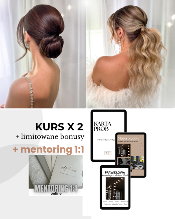 PAKIET STYLISTA + mentoring 1:1 online + Tajniki gładziocha & Sekrety kuca z doczepami + limitowane bonusy